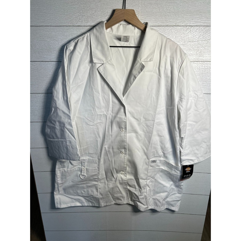 Dickies NEW Medical Womens 2XL Lab Coat White 3/4 Sleeve 30" Scrub Jacket 82402